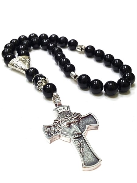 Четки дизайнерские православные с авторским крестом "Иисус" (агат D12мм) 216745