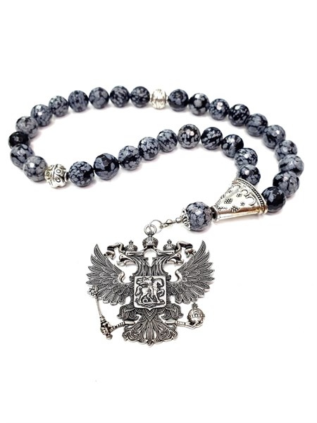 Четки 30 камней из обсидиана с орлом 30078