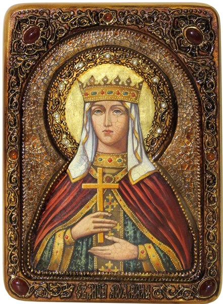 Живописная икона Святая Мученица Людмила Чешская на кипарисе 21х29 см. 233887 - фото 4644