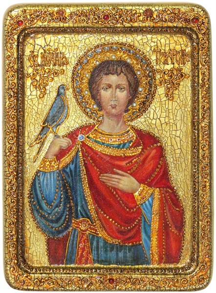Живописная икона Трифон Святой мученик на кипарисе 21х29 см. 233908 - фото 4693