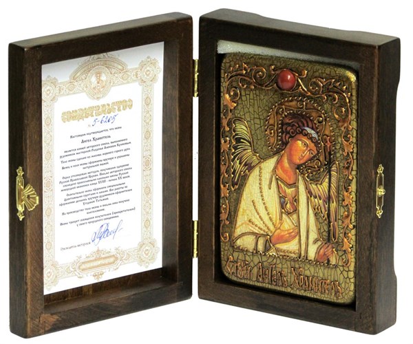 Настольная икона Ангел Хранитель на дубе 10х15 см. 234300 - фото 5329