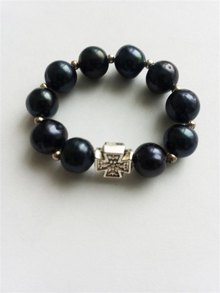 Четки перстные из жемчуга (черный) - 10 зерен 229916