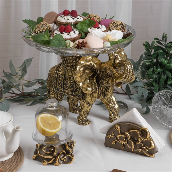 Фруктовница-конфетница Слон Джайпурарт Бронза Bo52108_3261