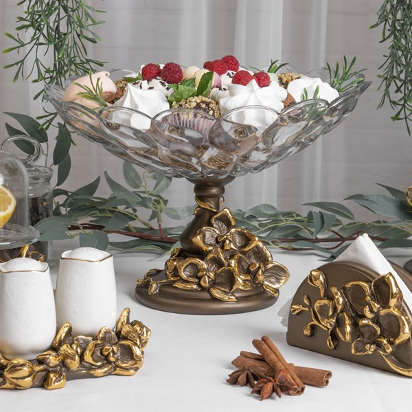 Фруктовница-конфетница Орхидея Лелия Бронза Bo52100_3260