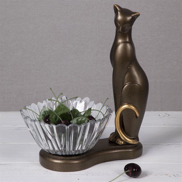 Фруктовница-конфетница Кошка Шелби Бронза Bo52105_3262