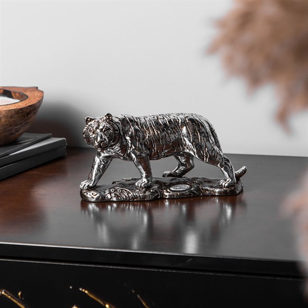Крадущийся тигр (скульптура) Айс Античное серебро Bo22680_3669