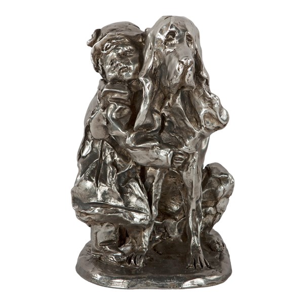 Статуэтка Девочка с собакой Античное Серебро Bo22594_854