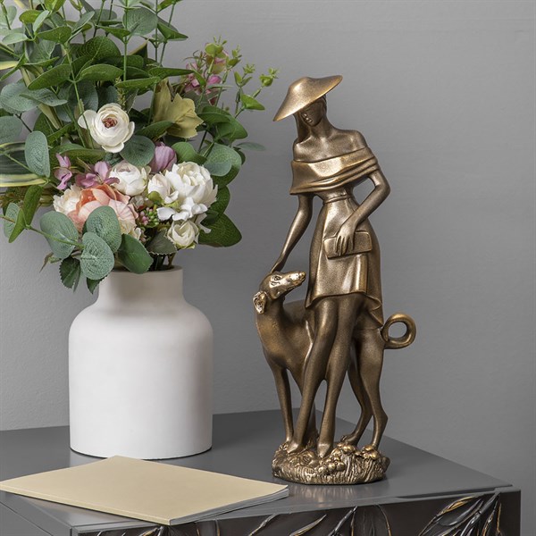 Скульптура Девушка с собакой Бронза Bo22675_3938