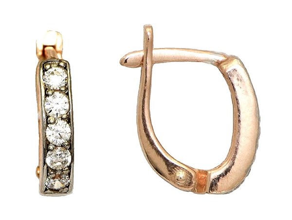 Серьги серебряные позолоченные (красн.) с фианитами 2.24 гр. 228976