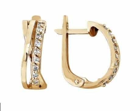 Серьги серебряные позолоченные (красн.) с фианитами 2.63 гр. 228949