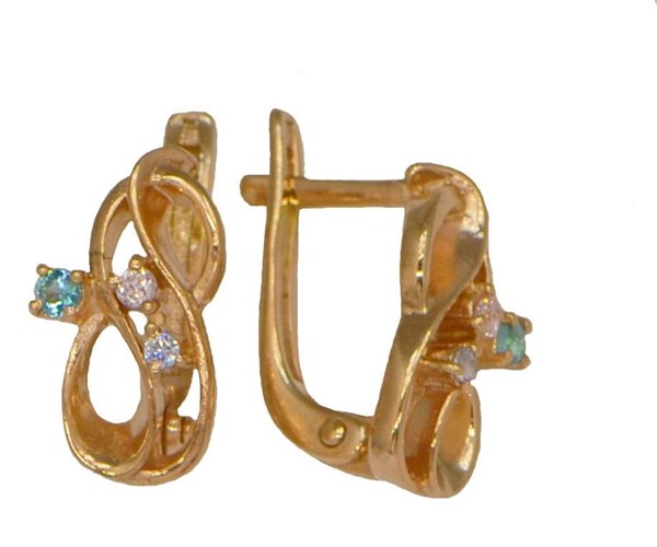 Серьги серебряные позолоченные (красн.) с фианитами 2.88 гр. 228951