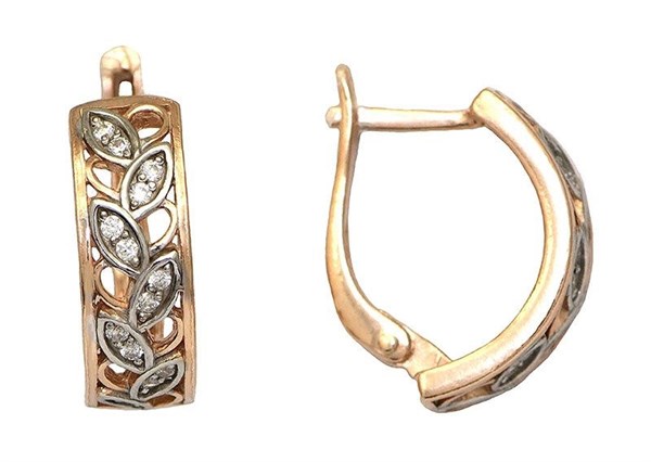 Серьги серебряные позолоченные (красн.) с фианитами 4.2 гр. 228939