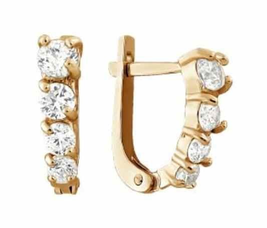 Серьги серебряные позолоченные (красн.) с фианитами 3.17 гр. 228941