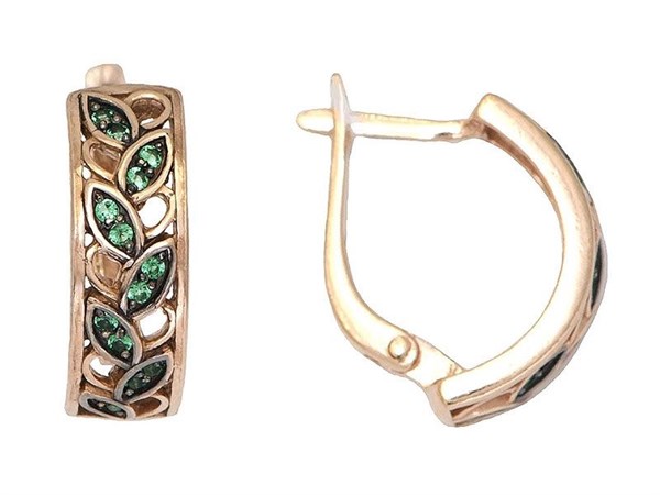 Серьги серебряные позолоченные (красн.) с фианитами 4.15 гр. 228943