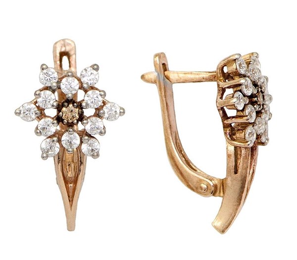 Серьги серебряные позолоченные (красн.) с фианитами 3.99 гр. 228944