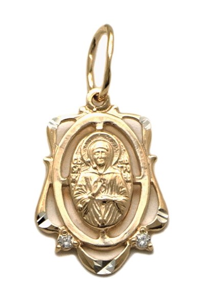 Образок позолоченный (красн.) с фианитами Матрона Московская 1.63 гр. 227951