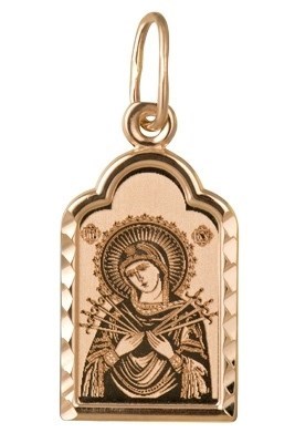 Образок позолоченный (красн.) Семистрельная Божья Матерь 1.12 гр. 228079