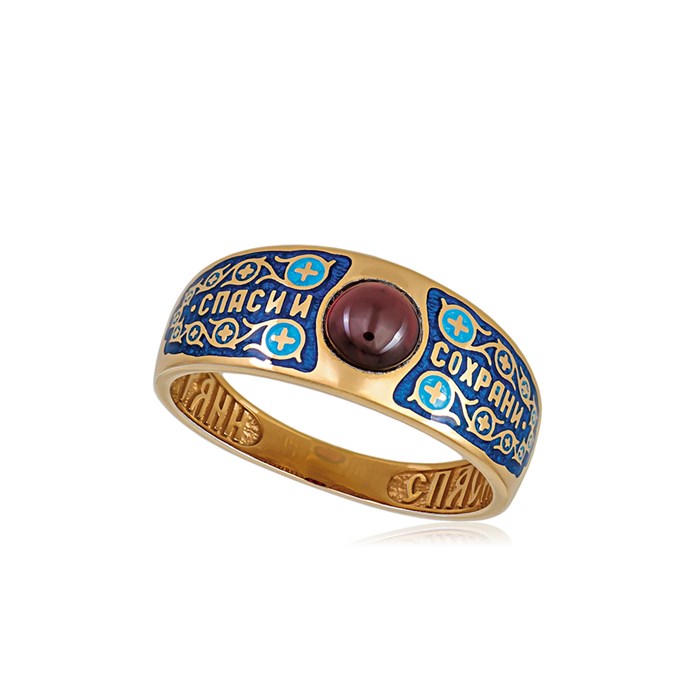 Перстень «Спаси и сохрани» (золочение), синяя Fil6.60з-156