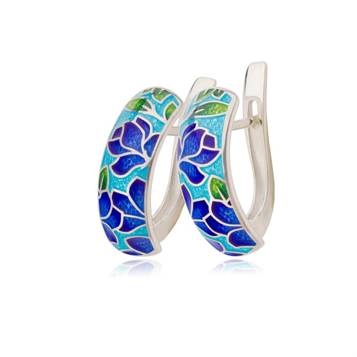 Серьги с английским замком «Клематис», сине-голубые Fil3.27.1-403