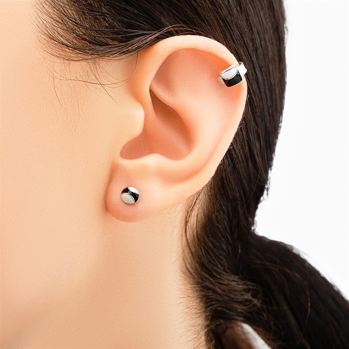 Каффа из серебра «B&W», черно-белая, квадратная Fil31.432.1-421