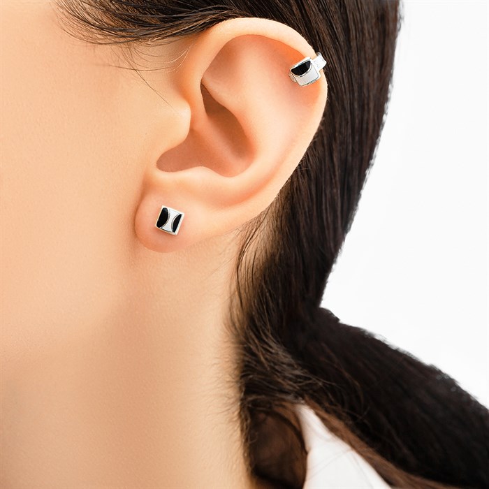 Каффа из серебра «B&W», белая с черным, эмаль Fil31.432.1-434