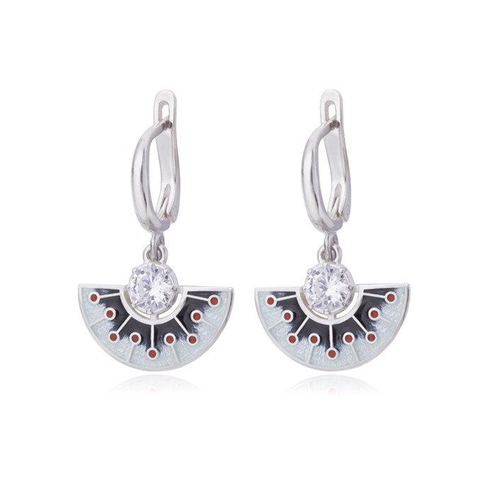 Серебряные серьги-подвески «Фламенко», прозрачная с фианитами Fil31.256-450