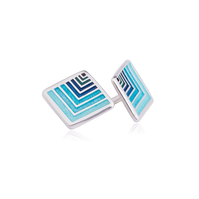 Пусеты из серебра «Невозможные фигуры», синие, лестница в небо, горячая эмаль Fil31.268-453