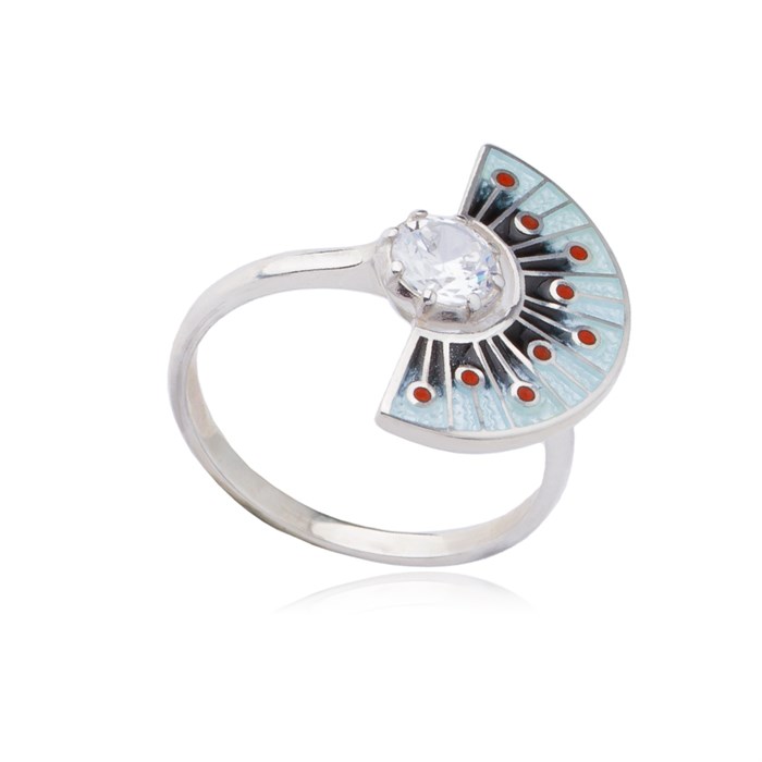 Кольцо из серебра «Фламенко», прозрачное с фианитом Fil61.256-454