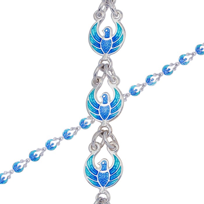 Браслет из серебра «Голубки», голубой Fil9.31э-484