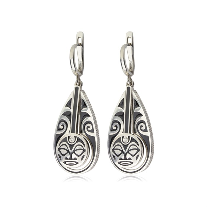 Серебряные серьги-подвески «Маори Жрец" Fil31.344-508