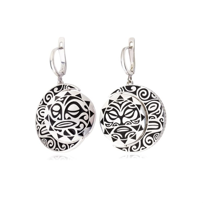 Серебряные серьги-подвески «Маори Солнце и Луна» Fil31.343-509