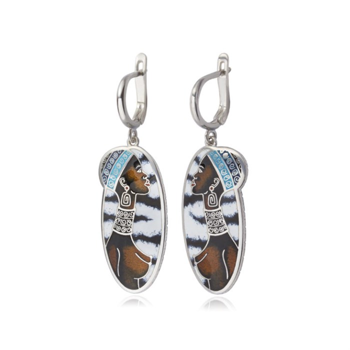 Серебряные серьги «Кения», черно-белые Fil31.255-529