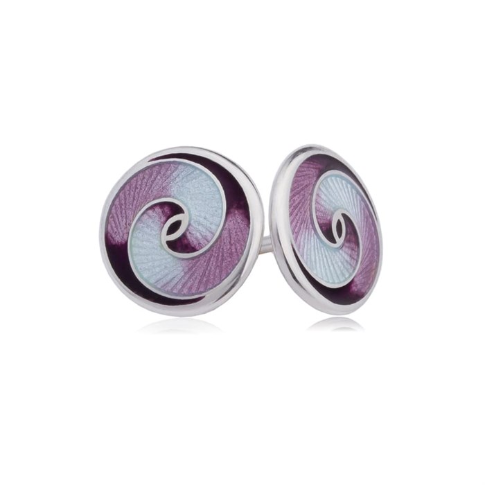 Пусеты из серебра «Невозможные фигуры», фиолетовый вихрь, горячая эмаль Fil31.235-537