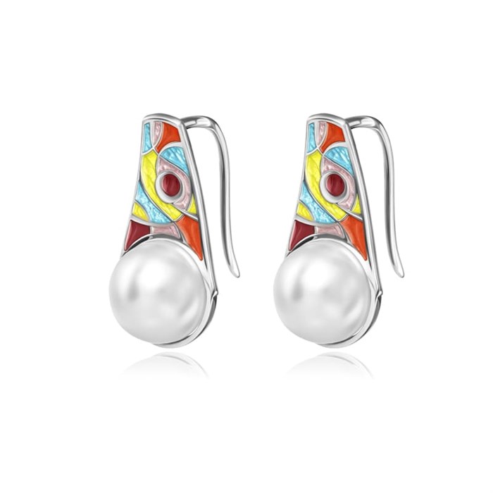 Серьги «Импровизация» из серебра, красные Fil31.321сп-540