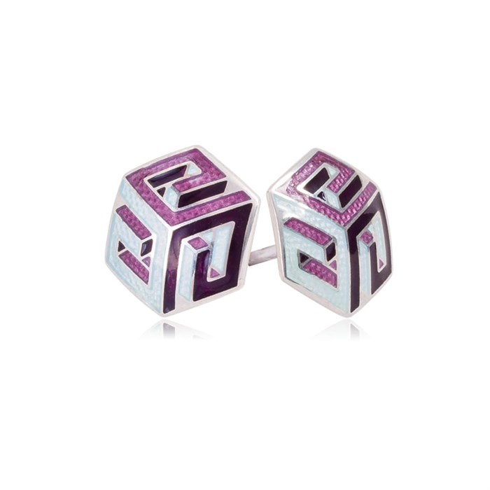 Пусеты из серебра «Невозможные фигуры», фиолетовые Fil31.250п-541