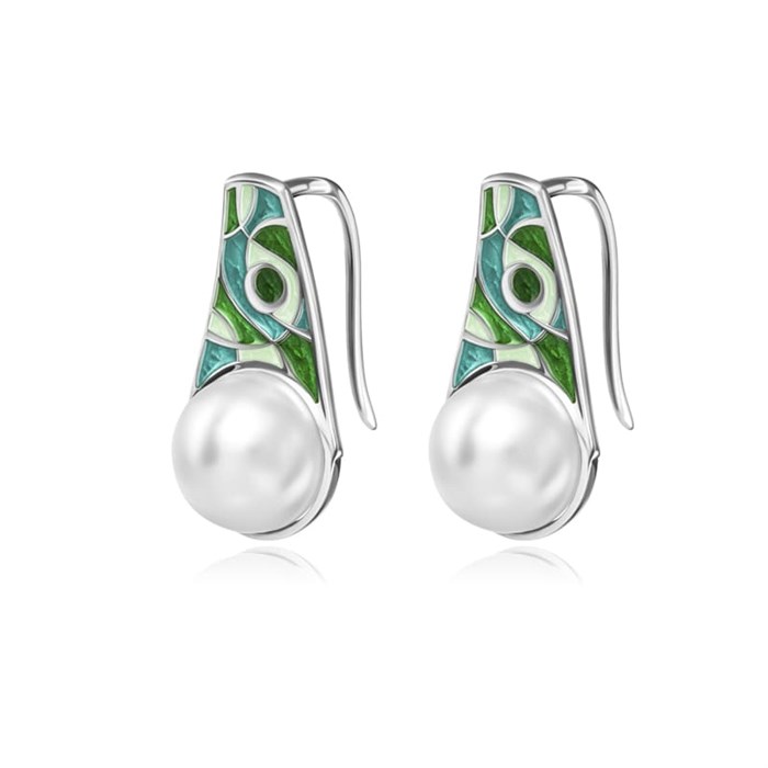 Серьги «Импровизация» из серебра, зеленые Fil31.321сп-542