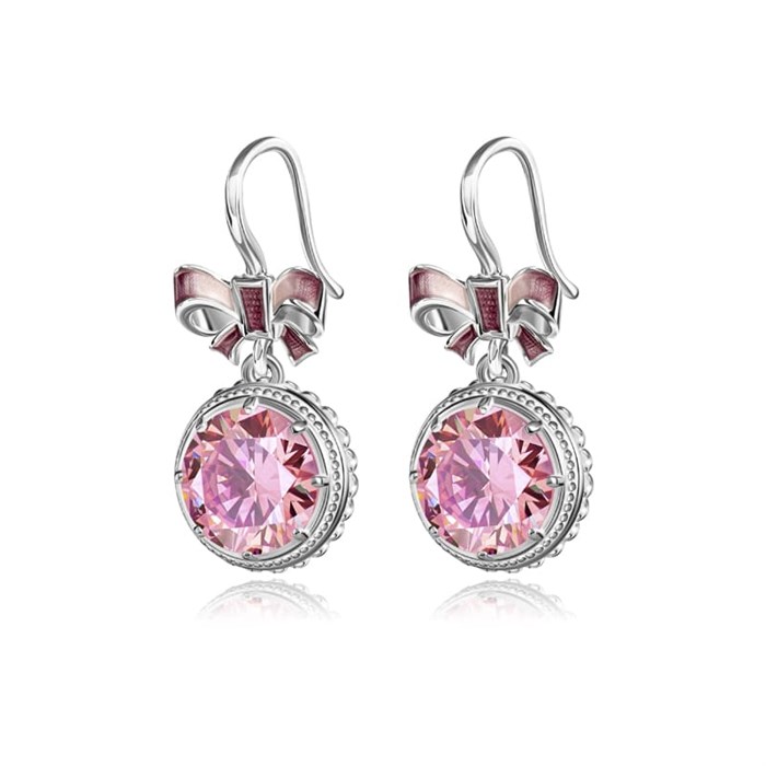 Серьги-подвески из серебра «Бант», розовые Fil31.201-547