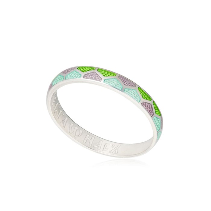 Кольцо из серебра «Седмица», салатовое Fil6.36-562