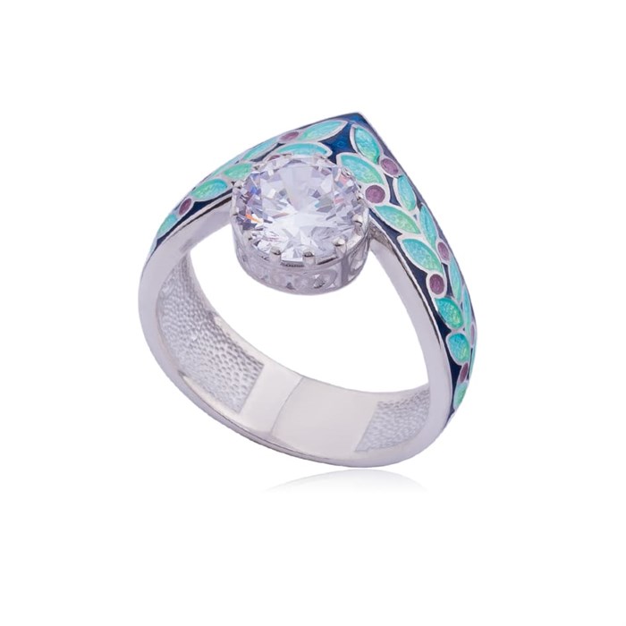 Кольцо из серебра «Тиара», синее с фианитами Fil61.257-571