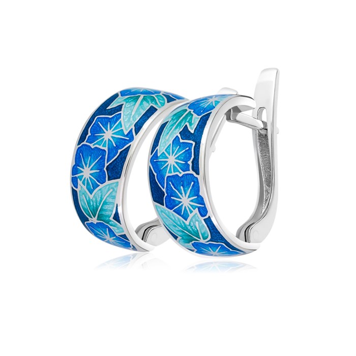 Серьги-полукольца из серебра «Петуния», голубые Fil3.04с-615