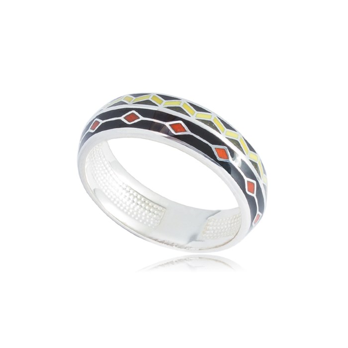 Кольцо из серебра «Мозаика геометрия», горячая эмаль, серебро Fil61.187-621