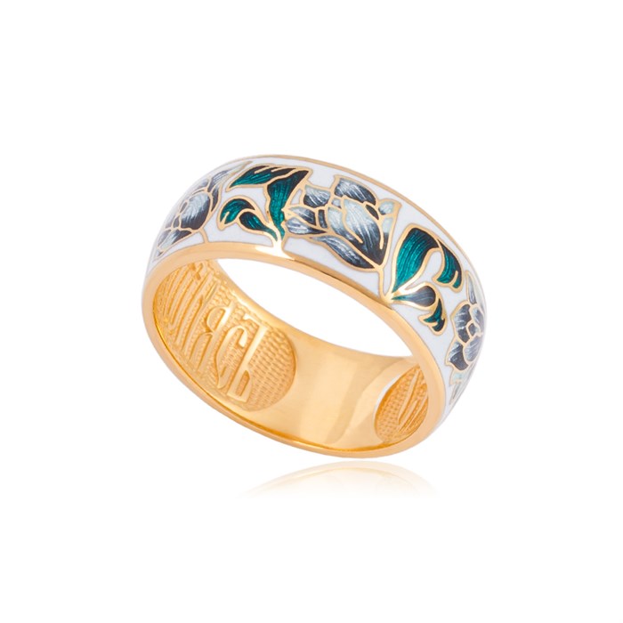 Кольцо из серебра «Тюльпаны» (золочение), дымчатое Fil61.136з-632