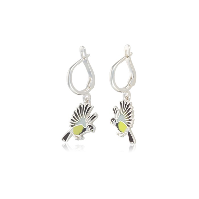 Серьги-подвески из серебра «Синички», желтые Fil31.140.1сп-635