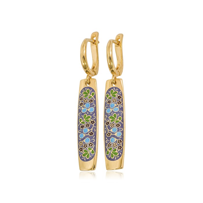 Серьги-подвески серебряные «Клубника» (золочение), аметистовые Fil3.02спз-648