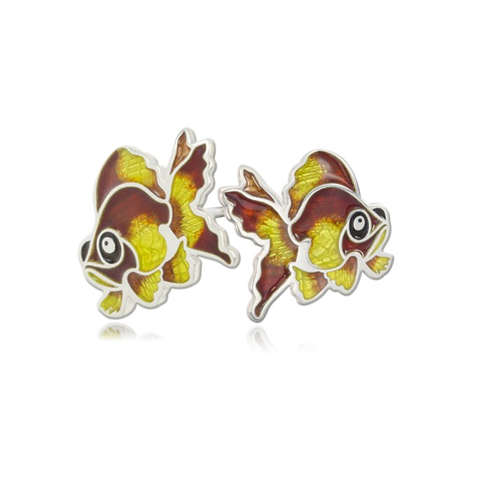 Пусеты из серебра «Золотая рыбка», желтые Fil31.263-653