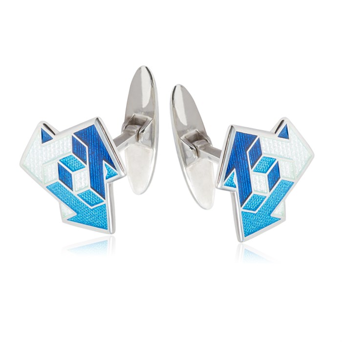 Серебряные запонки «Виа», синие Fil21.231-657