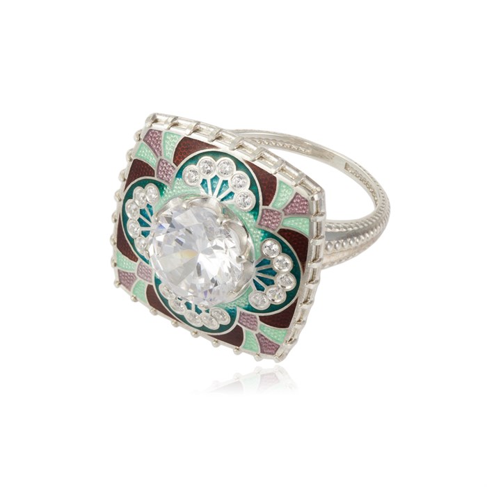 Перстень «Сады Семирамиды», зеленый с фианитами Fil6.99.1-662