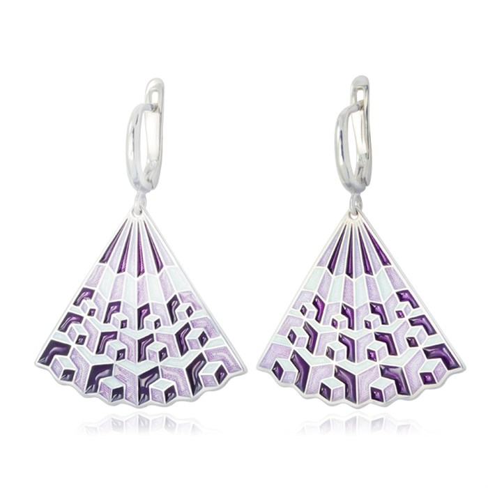 Серьги-подвески «Невозможные фигуры» серебряные, сиреневая Fil31.238-669