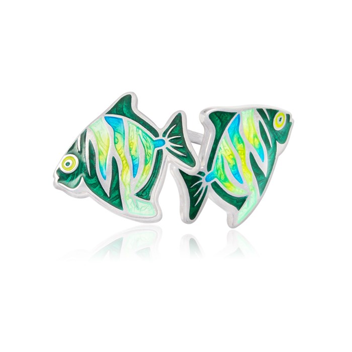 Пусеты из серебра «Барбус», зеленые Fil31.261-672