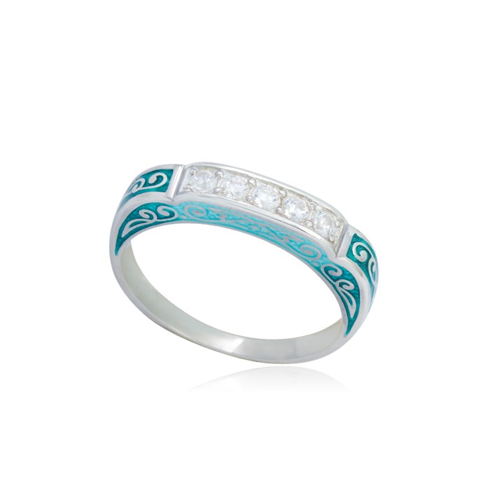 Кольцо из серебра «Греческое», зеленое с фианитами Fil61.151-680